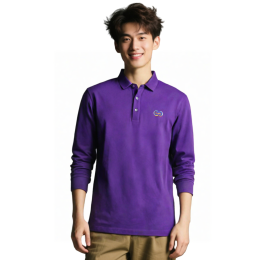 【Custom Purple Embroidered Long-Sleeve Polo Shirt】|ESG|Cleaning Company|Solid purple base|Collar with two-button design|Long-sleeve construction|Left chest colorful symbol embroidery|Streamlined cut|Long-Sleeve Polo Company P1846 【Custom Purple Embroidered Long-Sleeve Polo Shirt】|ESG|Cleaning Company|Solid purple base|Collar with two-button design|Long-sleeve construction|Left chest colorful symbol embroidery|Streamlined cut|Long-Sleeve Polo Company P1846